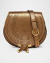 Chloé Marcie Small Saddle Crossbody Bag In Metallic Leather In Brown