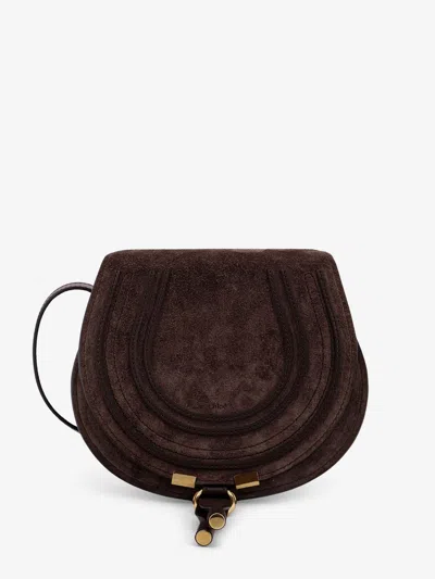 Chloé Marcie Small Saddle Suede Crossbody Bag In Brown