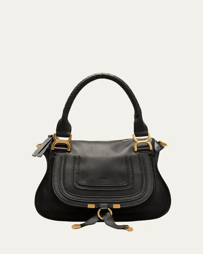 Chloé Marcie Small Satchel Bag In Grained Calfskin In Black