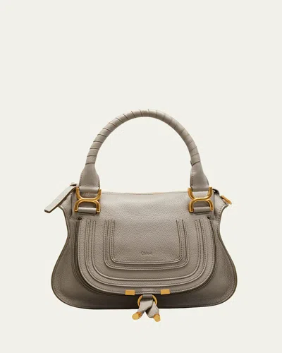 Chloé Marcie Small Satchel Bag In Grained Calfskin In Cashmere Grey