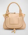 Chloé Marcie Small Satchel Bag In Grained Calfskin In Cement Pink