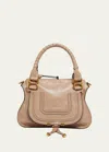 Chloé Marcie Small Satchel Bag In Shiny Calfskin In Deep Beige