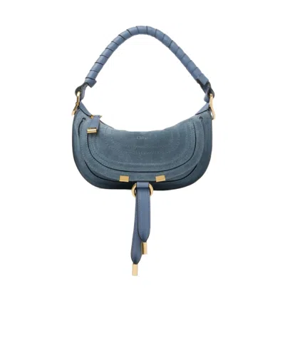 Chloé Marcie Small Shoulder Bag In Blue