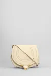 Chloé Marcie Small Shoulder Bag In Beige Leather In White