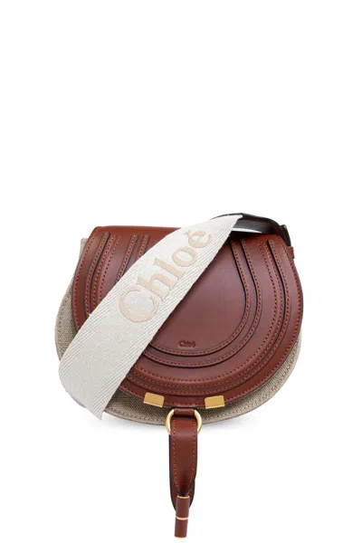 Chloé Marcie Small Shoulder Bag In Marrone