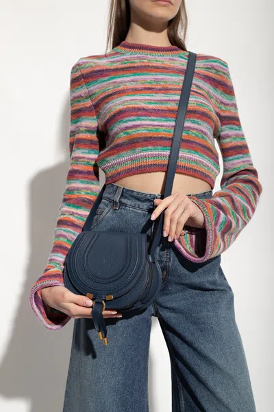 Chloé ‘marcie Small' Shoulder Bag In Navy Blue