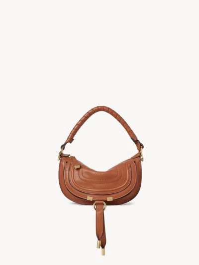 Chloé Mini Marcie Leather Shoulder Bag In Brown