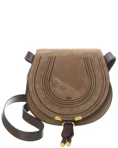 Chloé Chloe Womens Flannel Grey Marcie Small Saddle Suede Crossbody Bag