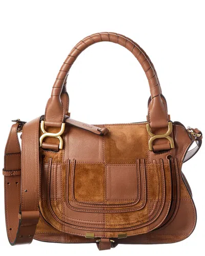 Chloé Marcie Small Suede & Leather Satchel In Brown