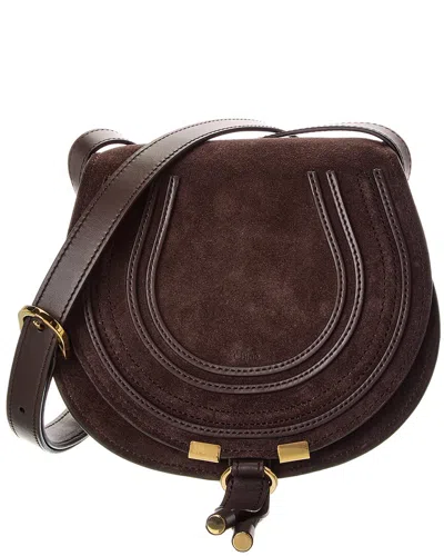 Chloé Chloe Marcie Small Suede Saddle Bag In Brown