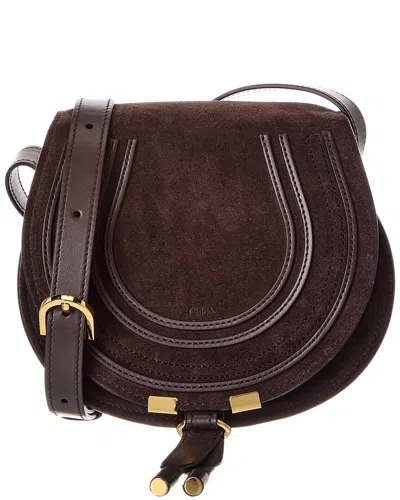 Chloé Chloe Marcie Small Suede Saddle Bag In Brown