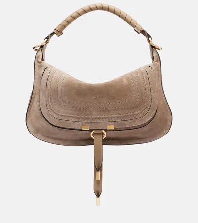 Chloé Marcie Small Suede Shoulder Bag In Brown