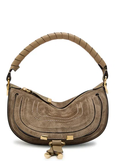Chloé Chloe Marcie Small Suede Shoulder Bag In Gray