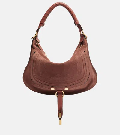 Chloé Marcie Small Suede Shoulder Bag In Brown