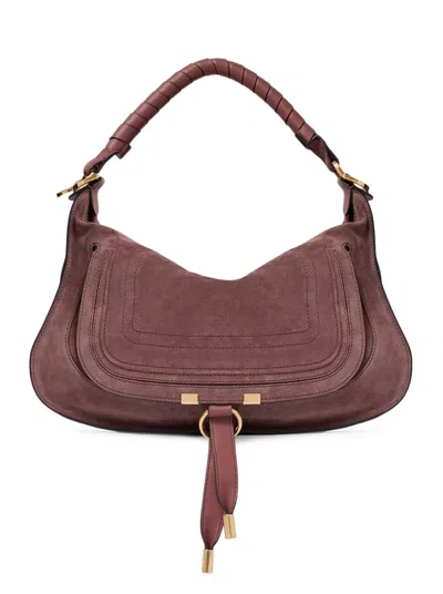 Chloé Marcie Small Suede Shoulder Bag In Brown