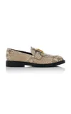 Chloé Marcie Buckled Snake-effect Leather Loafers In Animal