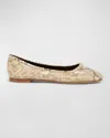 Chloé Marcie Python Print Leather Ballet Flats In Misty Beige