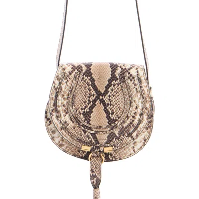 Chloé Marcie Snakeskin Embossed Leather Crossbody Bag In Brown