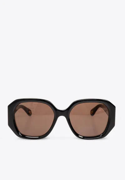 Chloé Marcie Square-framed Sunglasses In Black