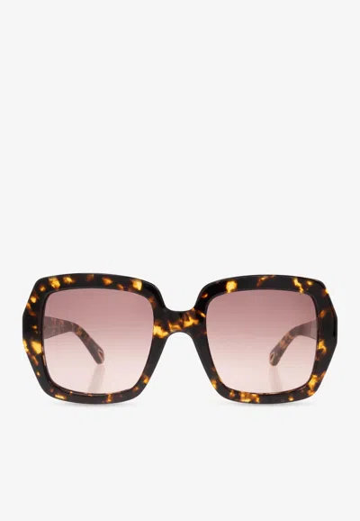 Chloé Marcie Square Sunglasses In Burgundy