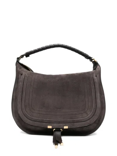 Chloé Marcie Suede Leather Hobo Bag In Brown