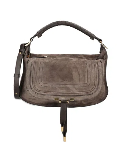 Chloé Chloè Marcie Suede Leather Shoulder Bag In Brown