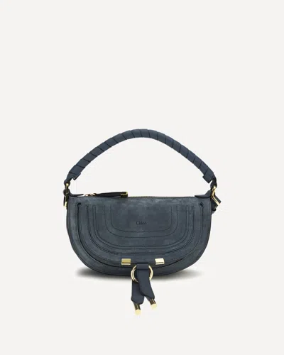 Chloé Marcie Suede Mini Shoulder Bag In Blue