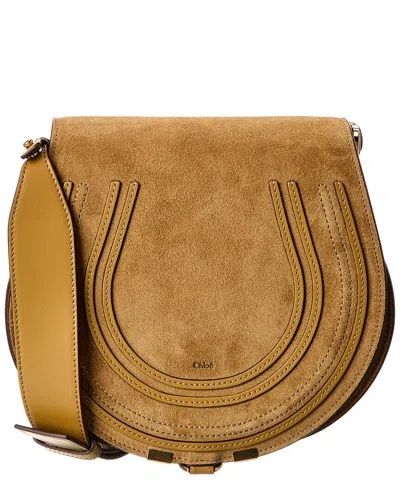 Chloé Marcie Suede Saddle Bag In Brown