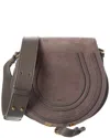 Chloé Marcie Suede Saddle Bag In Gray