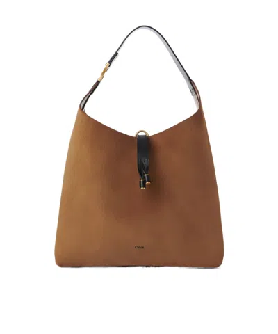 Chloé Marcie Suede Shoulder Bag In Brown