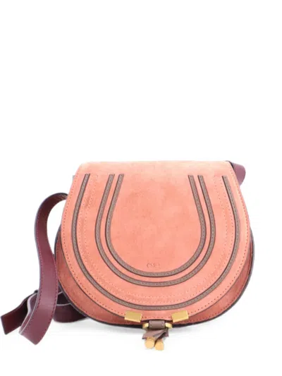 Pre-owned Chloé Marcie Suede Small Crossbody Bag In Pink