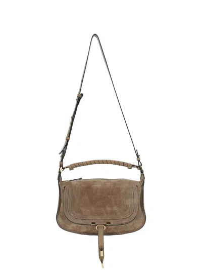 Chloé Marcie Suede Small Shoulder Bag In Brown