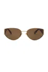 Chloé Logo-engraved Oval-lens Sunglasses In Gold  Havana  & Brown