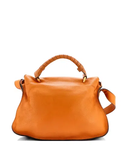 Pre-owned Chloé Marcie Top Handle Messenger Bag Leather Medium Crossbody Bag In Orange