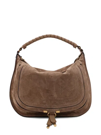 Chloé Chlo Marcie Suede Shoulder Bag In Brown