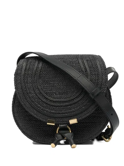 Chloé Marcie Woven-detail Flap Shoulder Bag In Black