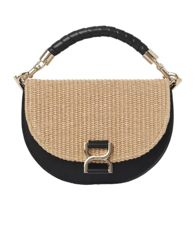 Chloé Marcie Woven-raffia Shoulder Bag In Nude
