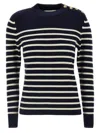 Chloé Pull Marinière En Maille De Laine Et Cachemire Femme Bleu Taille L 92% Laine, 8% Cachemire