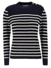 Chloé Pull Marinière En Maille De Laine Et Cachemire Femme Bleu Taille L 92% Laine, 8% Cachemire In Multicolor