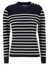 Chloé Pull Marinière En Maille De Laine Et Cachemire Femme Bleu Taille L 92% Laine, 8% Cachemire In Multicolor