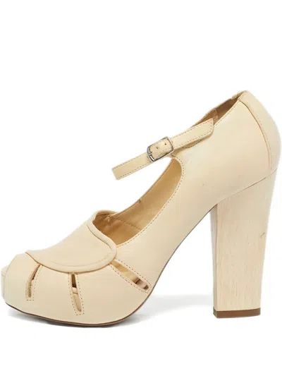 Pre-owned Chloé Mary Jane Block-heel Pumps In Neutral