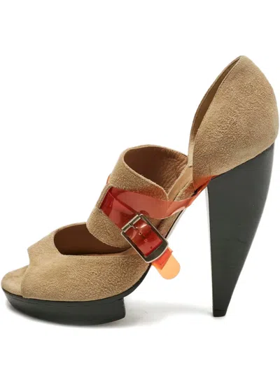 Pre-owned Chloé Mary Jane Suede Buckle Shoes In Neutral