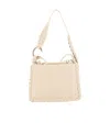 Chloé Leather Shoulder Bag With Front And Back Pockets In Nude