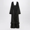 Chloé Maxi Black Dress With Lightweight Silk Ruffles In Black