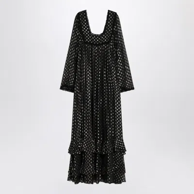 Chloé Maxi Black Dress With Lightweight Silk Ruffles Women