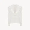 Chloé Floral-trim Printed Silk Blouse In White