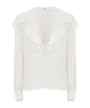 Chloé Floral-trim Printed Silk Blouse In White