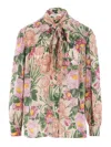 Chloé Maxi Gathered Lavallire Blouse In Multi
