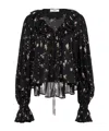 Chloé Maxi Gathered Ruffle Top In Silk Charmeuse In Black