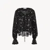 Chloé Maxi Gathered Ruffle Top In Silk Charmeuse In Black